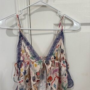 Colorful Lace Trim Cami Top Urban Outfitters